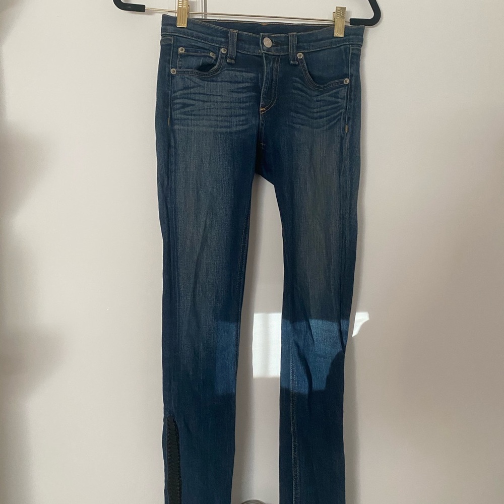 Rag & Bone Leather Ankle Detail Skinny Jean